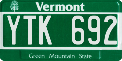 VT license plate YTK692