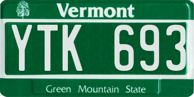 VT license plate YTK693
