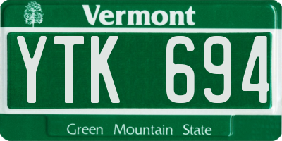 VT license plate YTK694