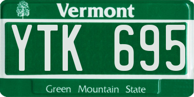 VT license plate YTK695