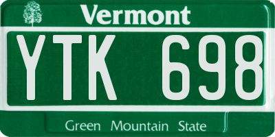 VT license plate YTK698