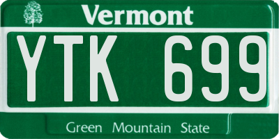 VT license plate YTK699