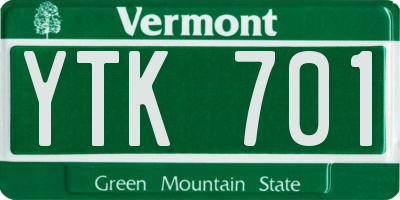 VT license plate YTK701