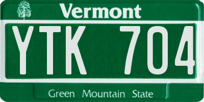 VT license plate YTK704
