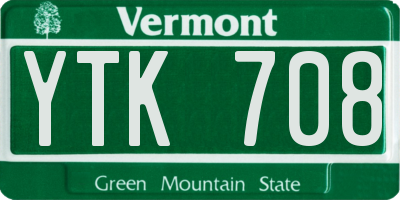 VT license plate YTK708