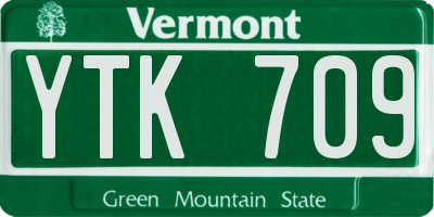 VT license plate YTK709