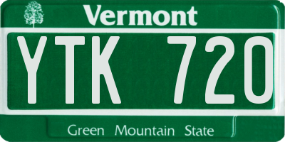 VT license plate YTK720