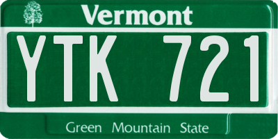 VT license plate YTK721