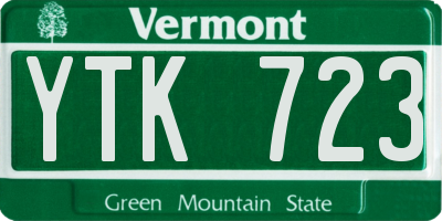 VT license plate YTK723