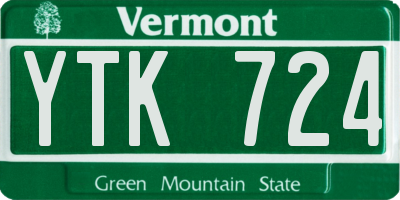 VT license plate YTK724