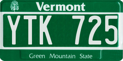 VT license plate YTK725