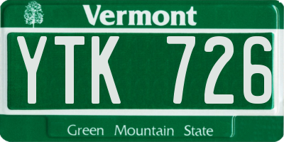 VT license plate YTK726