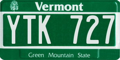 VT license plate YTK727