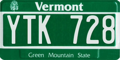 VT license plate YTK728