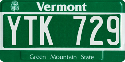 VT license plate YTK729