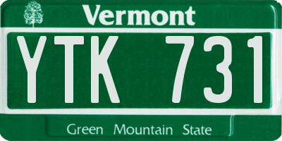 VT license plate YTK731