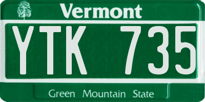 VT license plate YTK735
