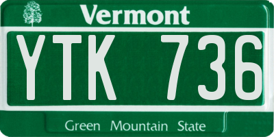 VT license plate YTK736
