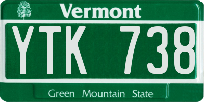 VT license plate YTK738
