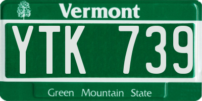 VT license plate YTK739