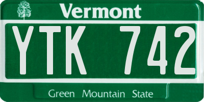 VT license plate YTK742