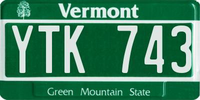 VT license plate YTK743