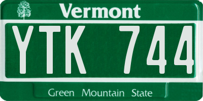 VT license plate YTK744