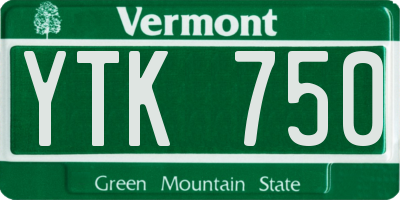 VT license plate YTK750