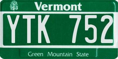 VT license plate YTK752