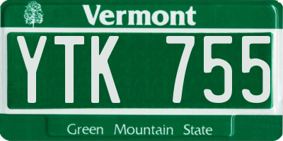 VT license plate YTK755