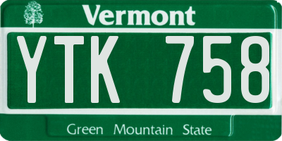 VT license plate YTK758
