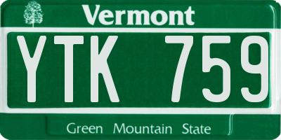 VT license plate YTK759