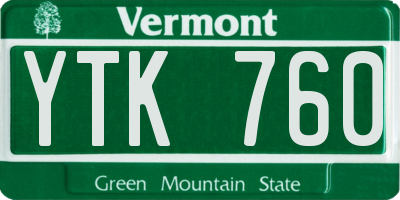 VT license plate YTK760