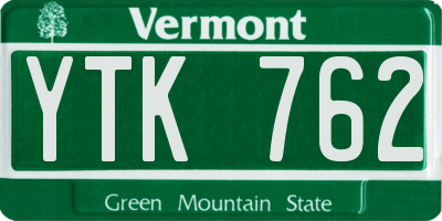 VT license plate YTK762