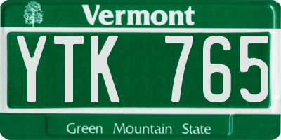 VT license plate YTK765