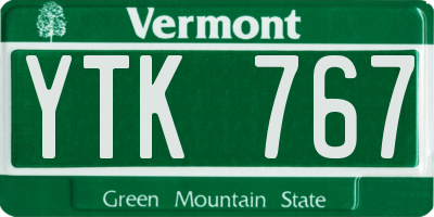 VT license plate YTK767