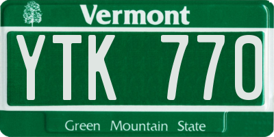VT license plate YTK770