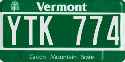 VT license plate YTK774