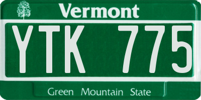 VT license plate YTK775