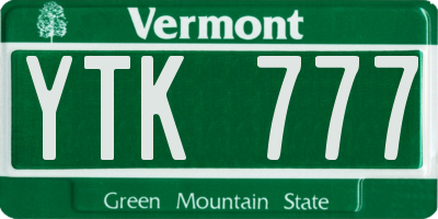 VT license plate YTK777