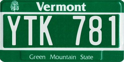VT license plate YTK781