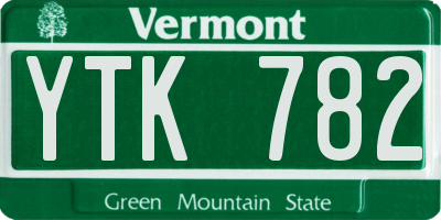 VT license plate YTK782