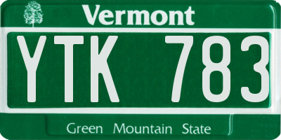 VT license plate YTK783