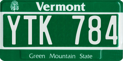 VT license plate YTK784