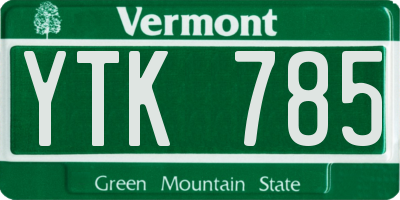 VT license plate YTK785