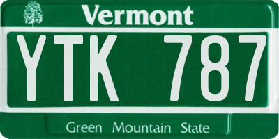 VT license plate YTK787