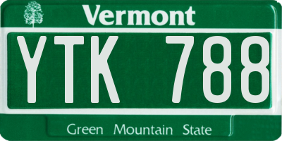 VT license plate YTK788