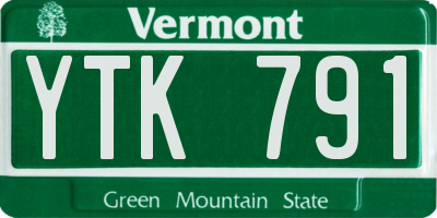 VT license plate YTK791