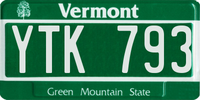 VT license plate YTK793