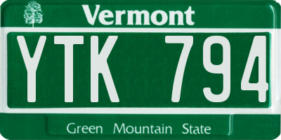 VT license plate YTK794